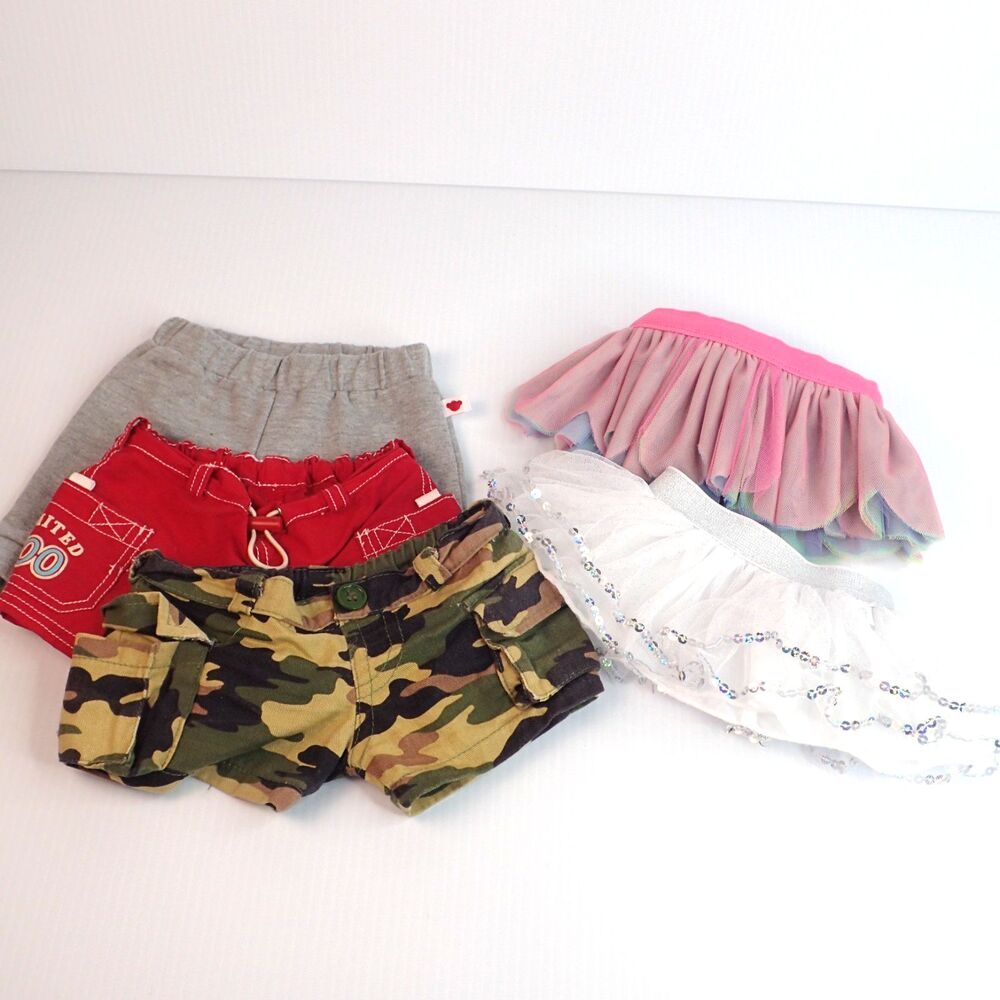Build-A-Bear Unisex Bottoms Lot of 5 Teddy Bear Clothes Shorts, Pants, Skirts